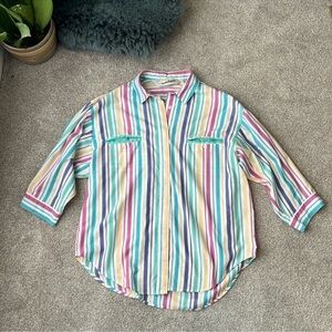 VTG DIANE VON FURSTENBURG Striped button down top Size M Fits 8/10/12